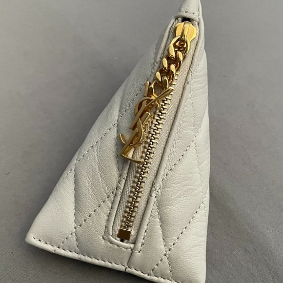 SAINT LAURENT Triangle Ysl Quilted Pouch Key Chain - Picture 6 of 8